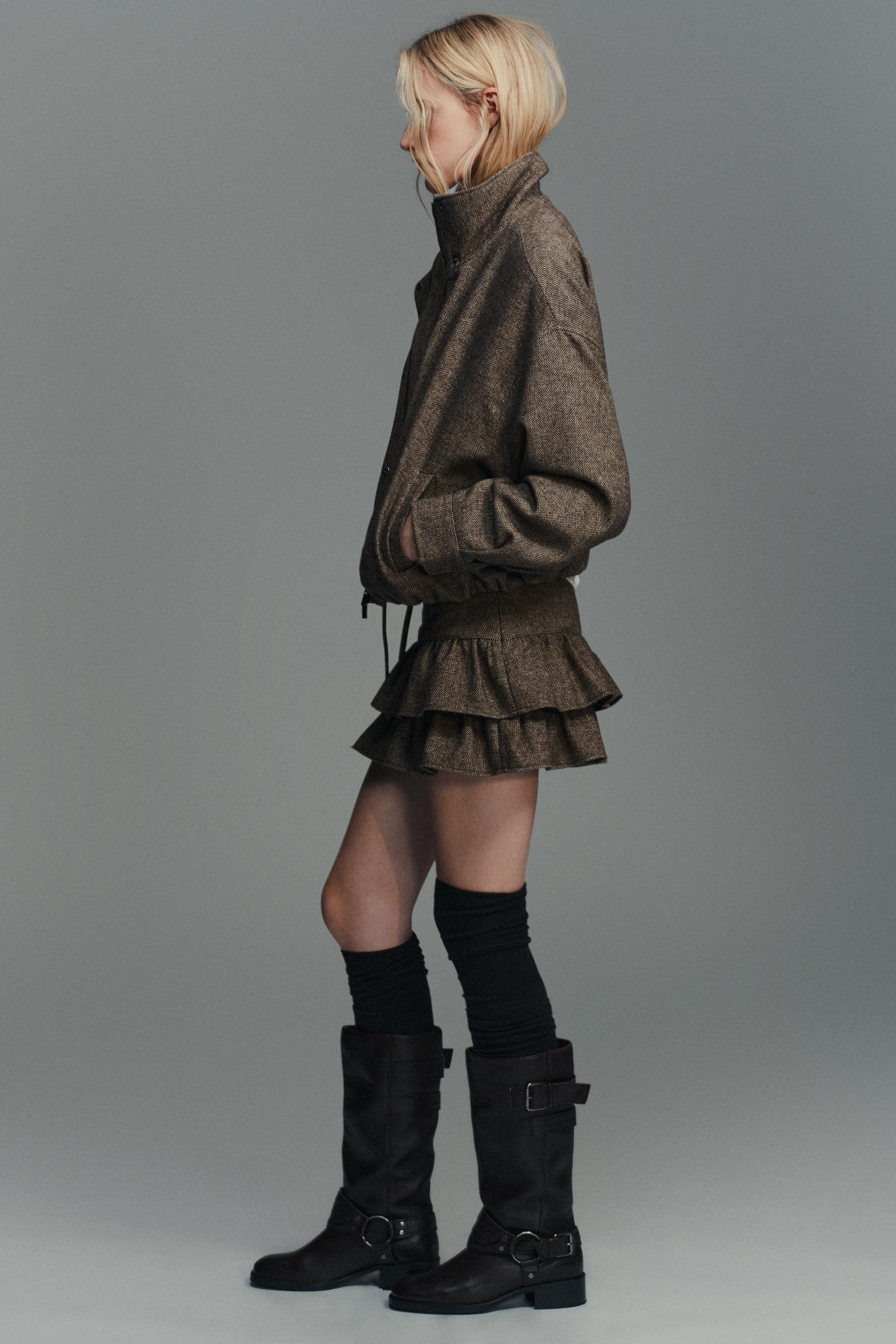 JUPE-PANTALON CHEVRON AVEC LAINE